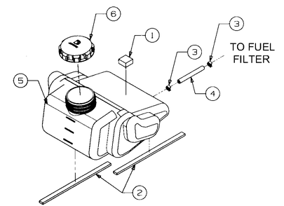 Fuel Tank Diagram and Parts List for 2518-44 13A208L100-13B288L100 Cub Cadet Lawn Tractor